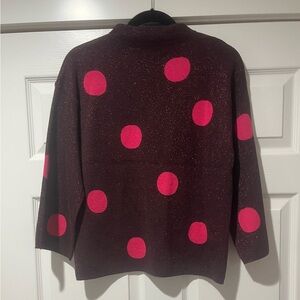 Chic Polka Dot Turtleneck Sweater - Pink and Brown with Sparkles